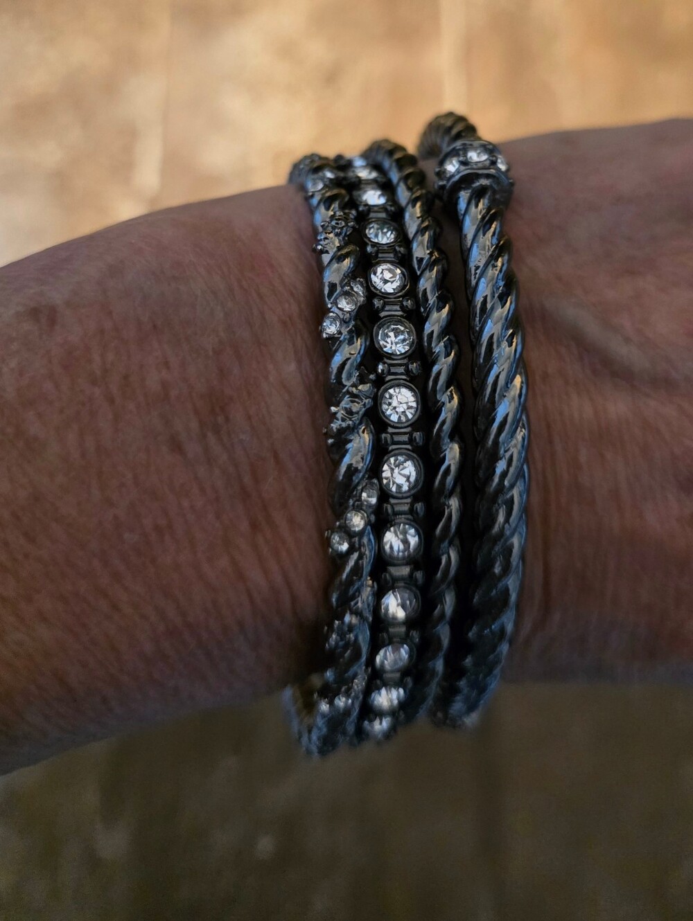 Premier Designs Black Multi-Strand Crystal Bracelet